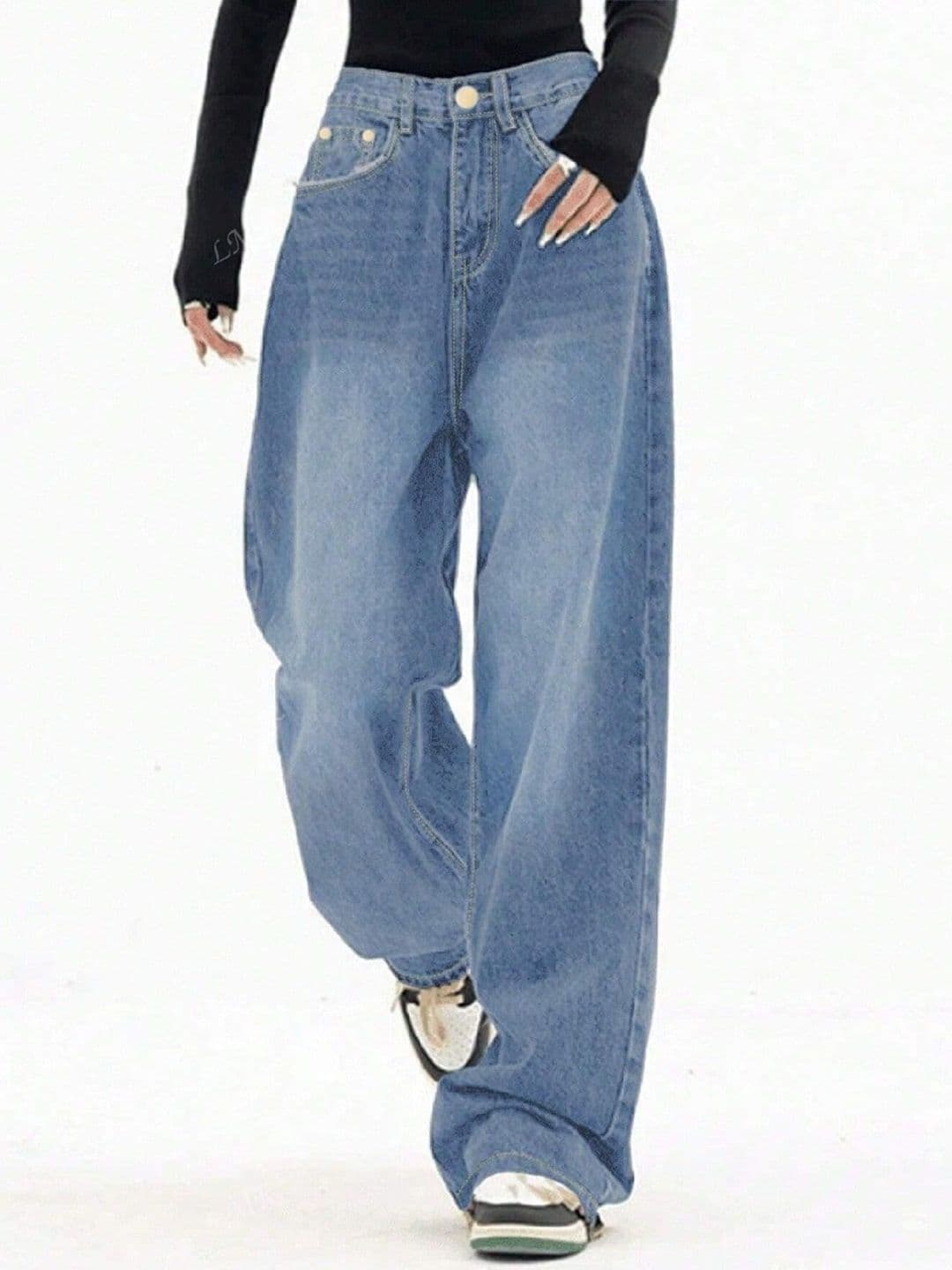 Aadvi Fashion Women Jean Wide Leg High-Rise Low Distress Light Fade Stretchable Jeans - view 1