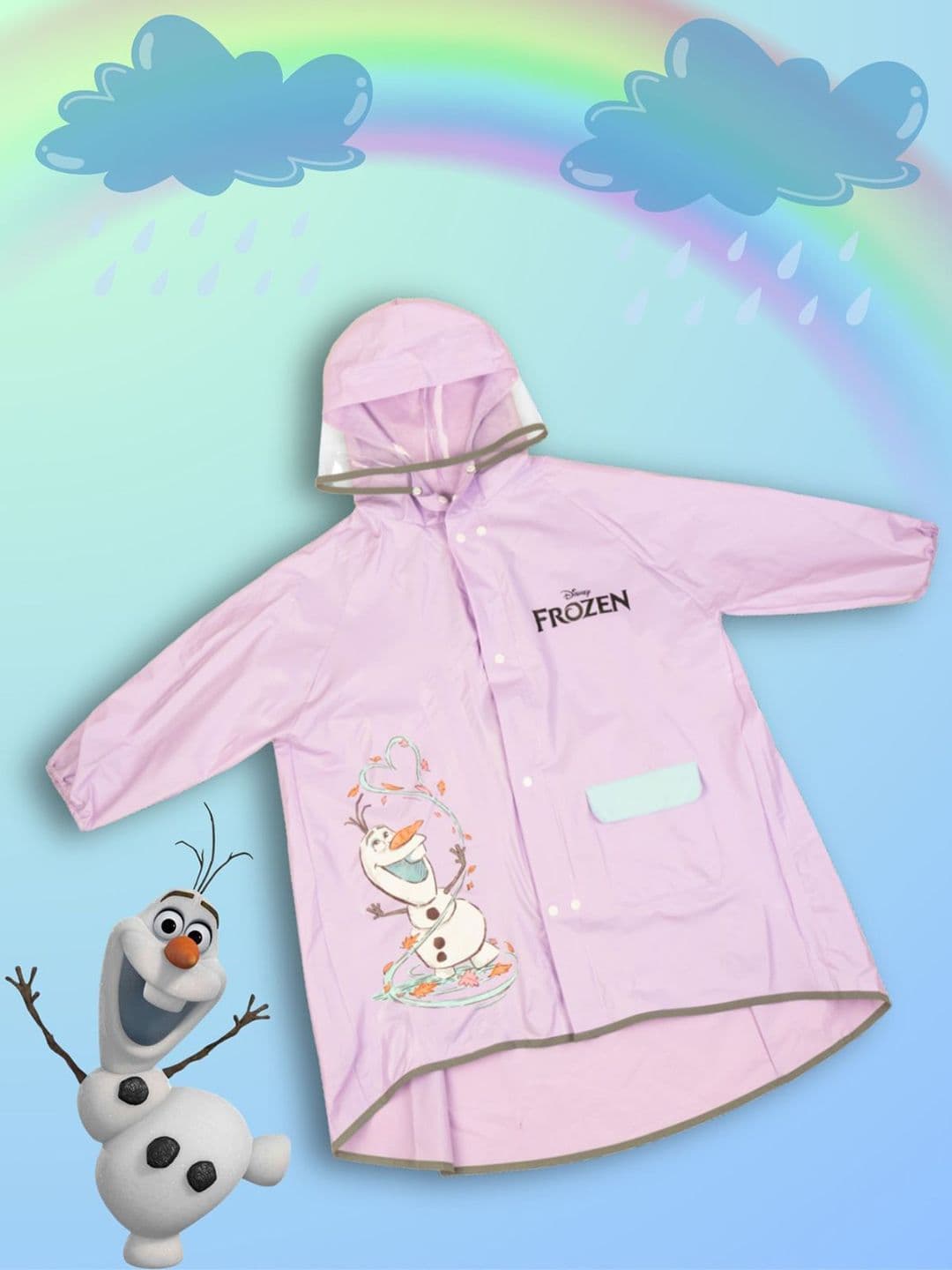 Yellow Bee Girls Disney Frozen Printed Hooded Rain Jacket - view 1