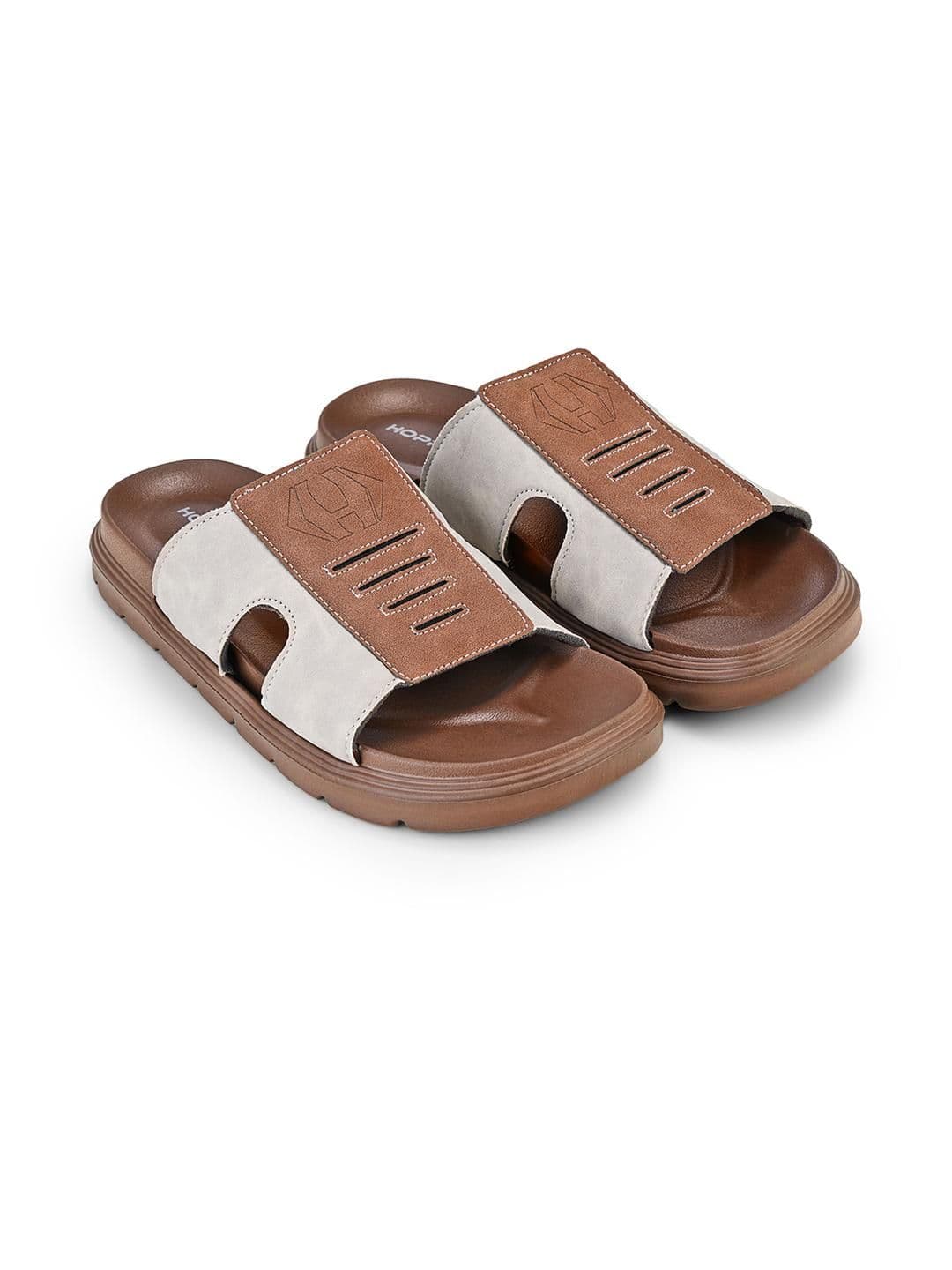 HOPPA Uranus Men Brown Solid Flip-Flops Casual Sliders - view 1