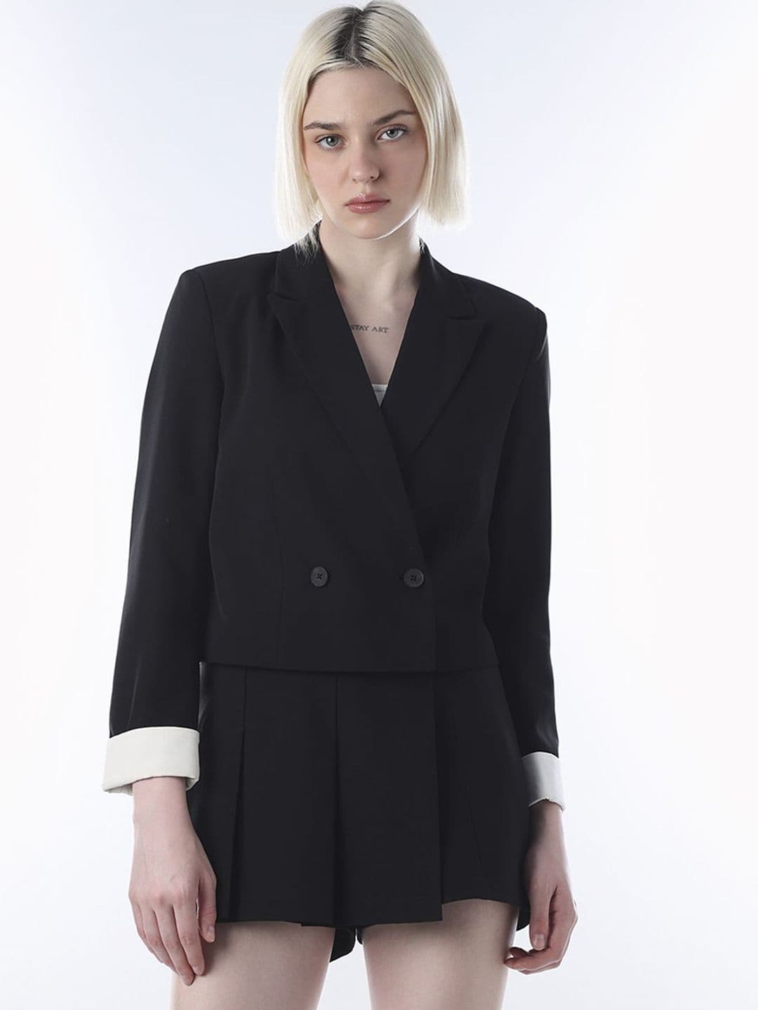 ONLY Tailored Fit Double-Breasted Crop Blazer - view 1
