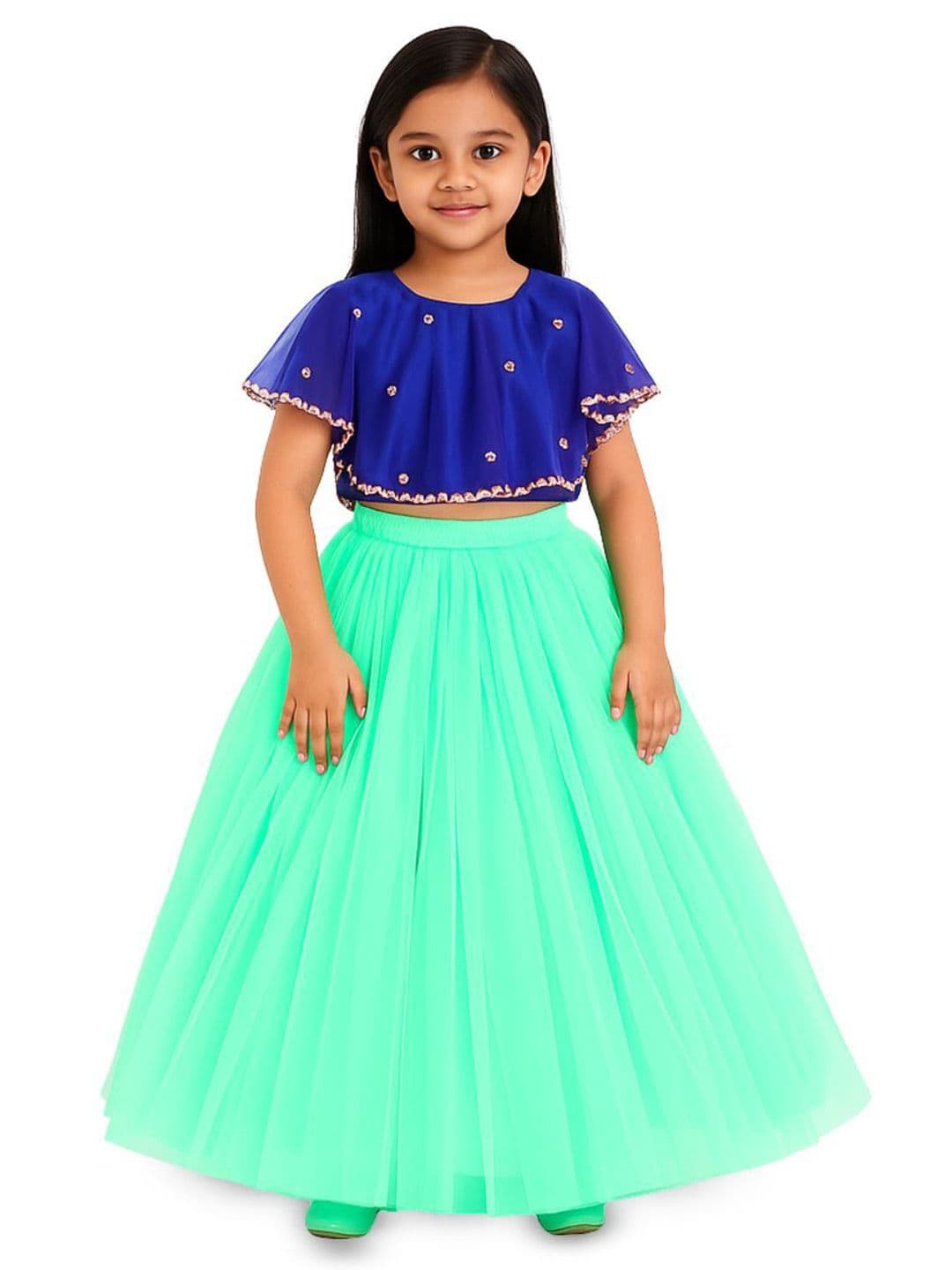 TILISM Girls Embellished Beads And Stones Short Sleeves Ready to Wear Lehenga & Choli - view 1