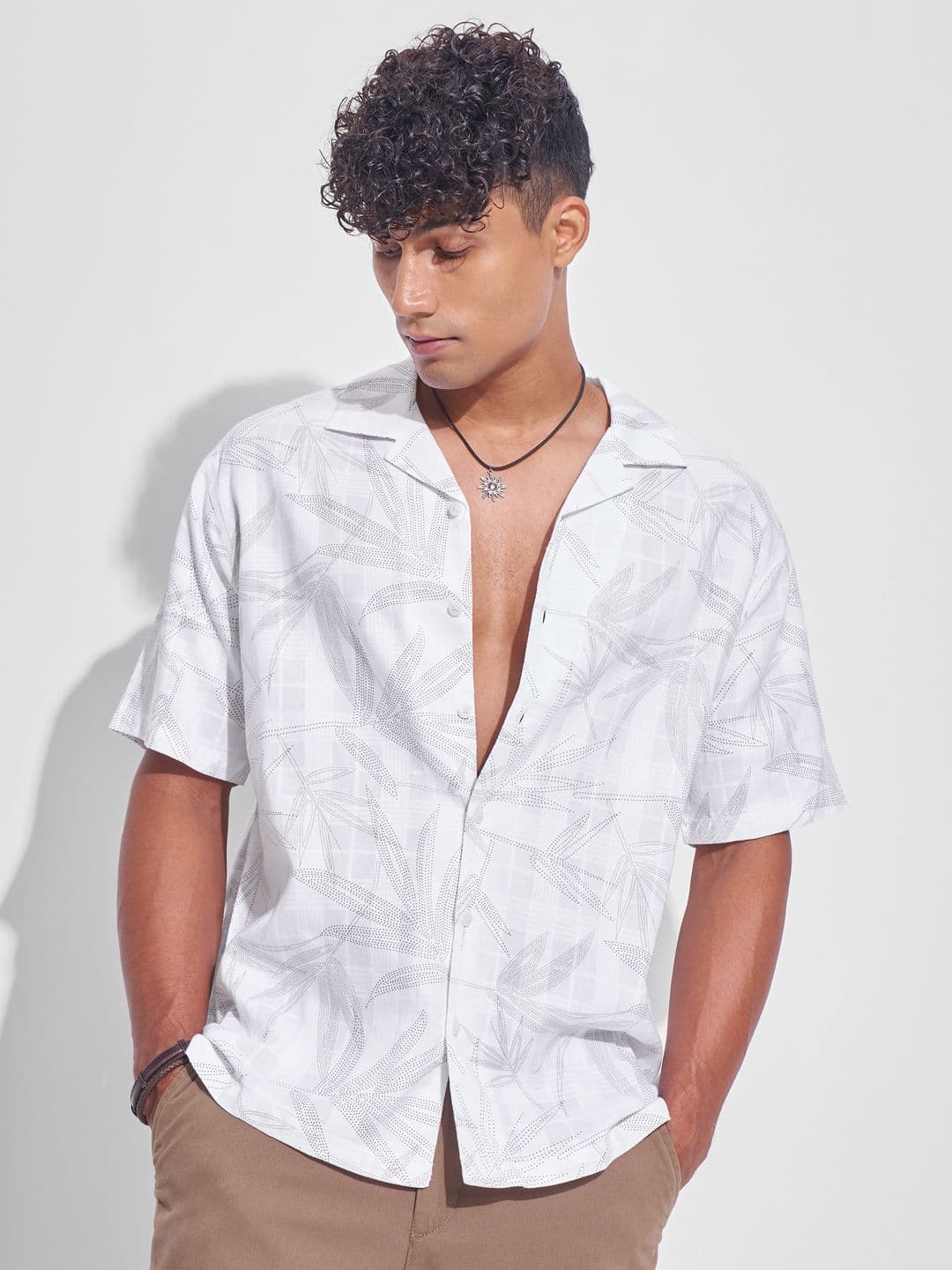 HIGHLANDER Men Relaxed Fit Floral Printed Cuban Collar Cotton Casual Shirt - view 1