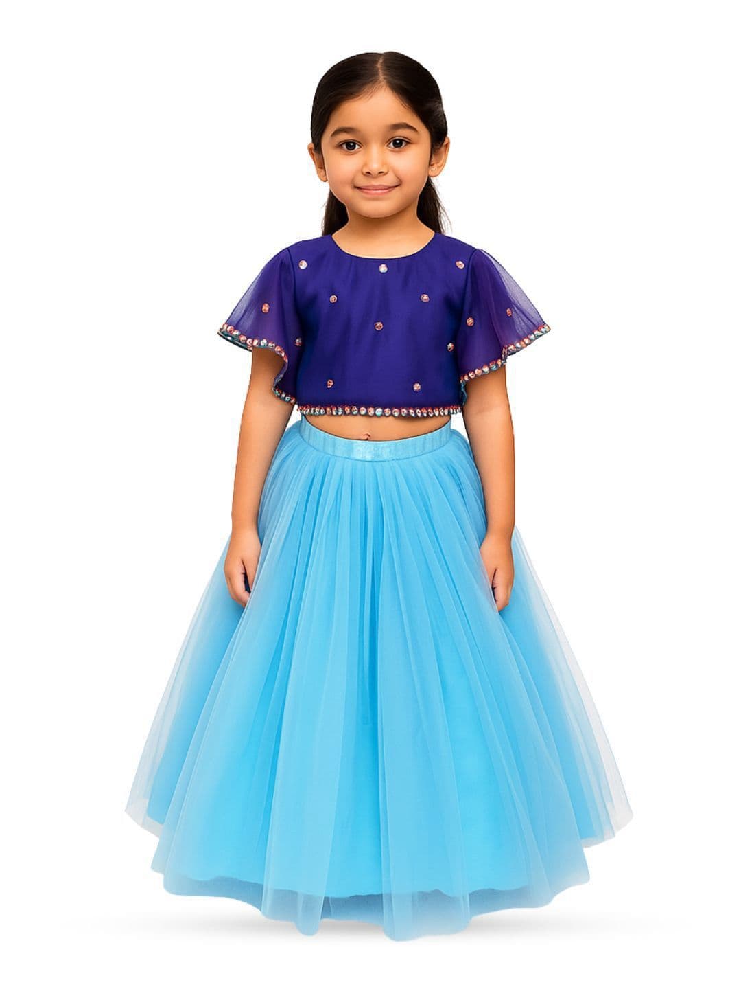 TILISM Girls Embellished Beads And Stones Short Sleeves Ready to Wear Lehenga & Choli - view 1