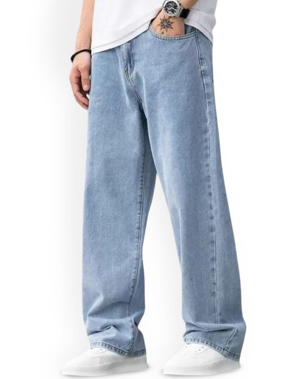Moda Rapido Men Classic Mid-Rise Light Fade Loose Fit Baggy Jeans - view 1