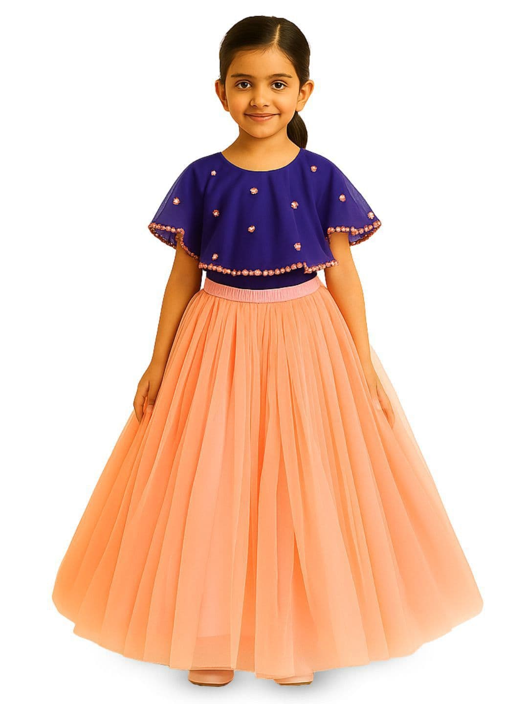 TILISM Girls Embellished Beads And Stones Short Sleeves Ready to Wear Lehenga & Choli - view 1