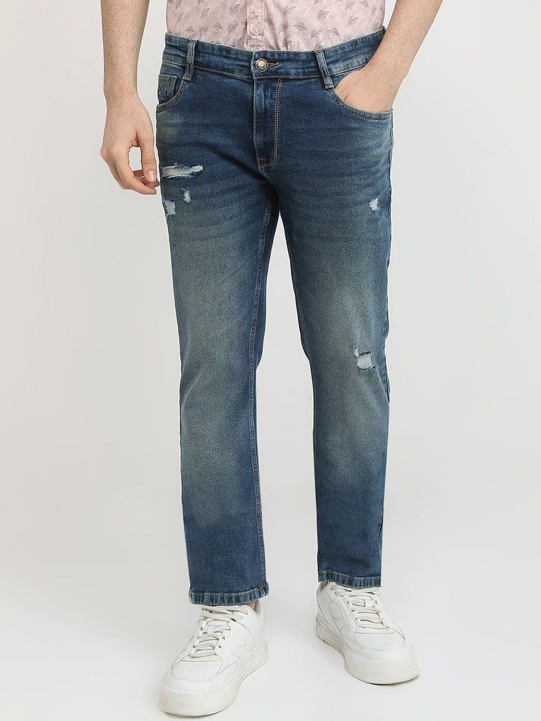Parx Men Tapered Fit Low-Rise Low Distress Heavy Fade Jeans - view 1