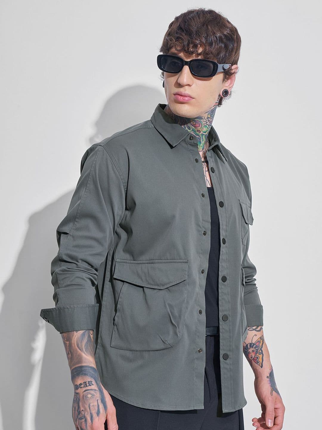 HIGHLANDER Cutaway Collar Casual Oversized Shirt - view 1