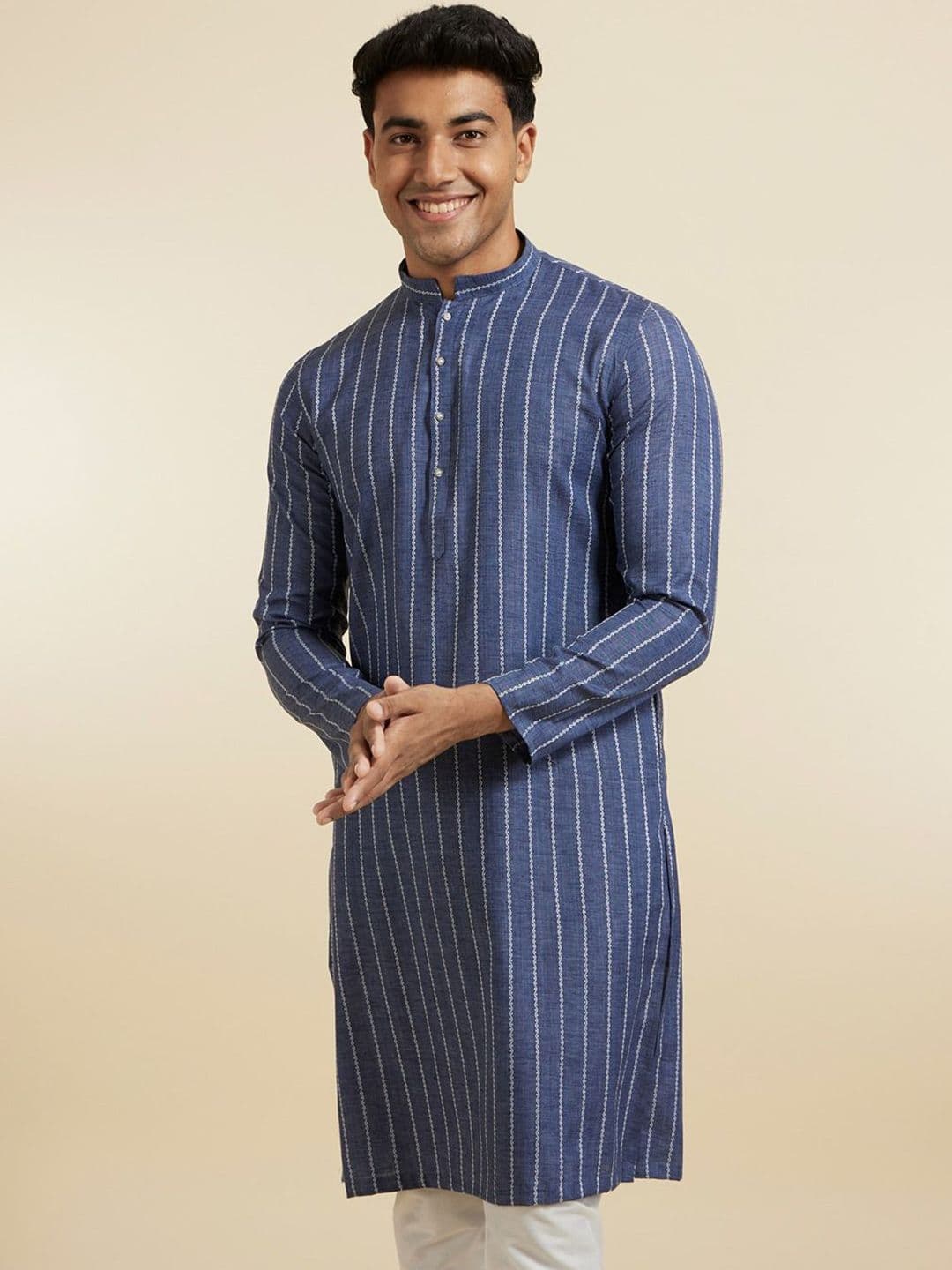 Diwas by Manyavar Men Striped Festive Straight Kurta - view 1
