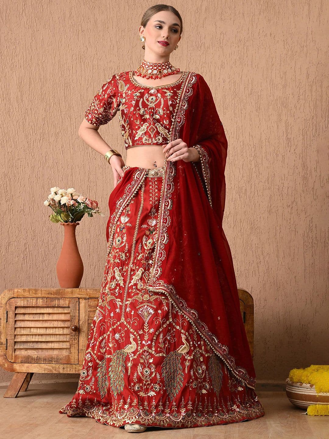 ZARIKALI Embroidered Silk Ready to Wear Lehenga & Choli - view 1