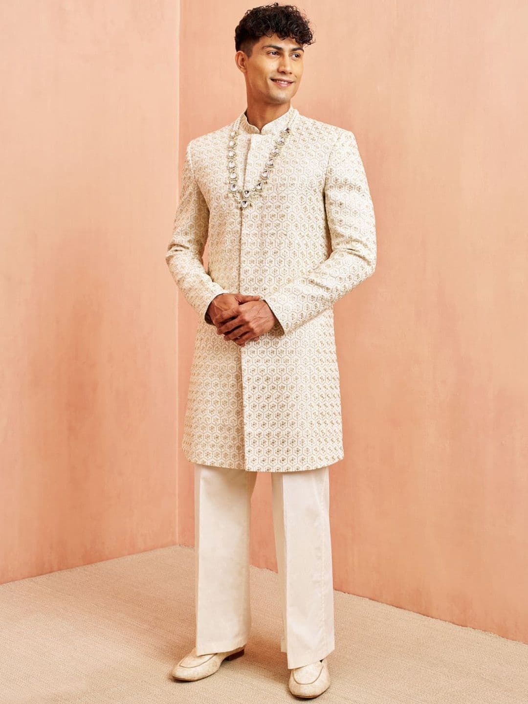 VASTRAMAY Men Embroidered Sherwani Set - view 1