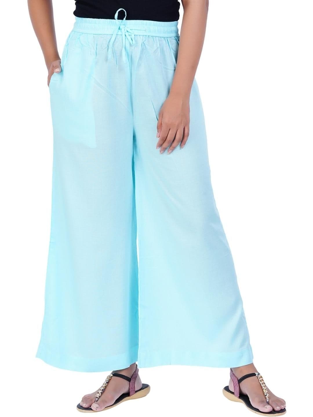 Happy Bunny Women Blue Solid Mid-Rise Regular Fit Palazzo Pants - view 1