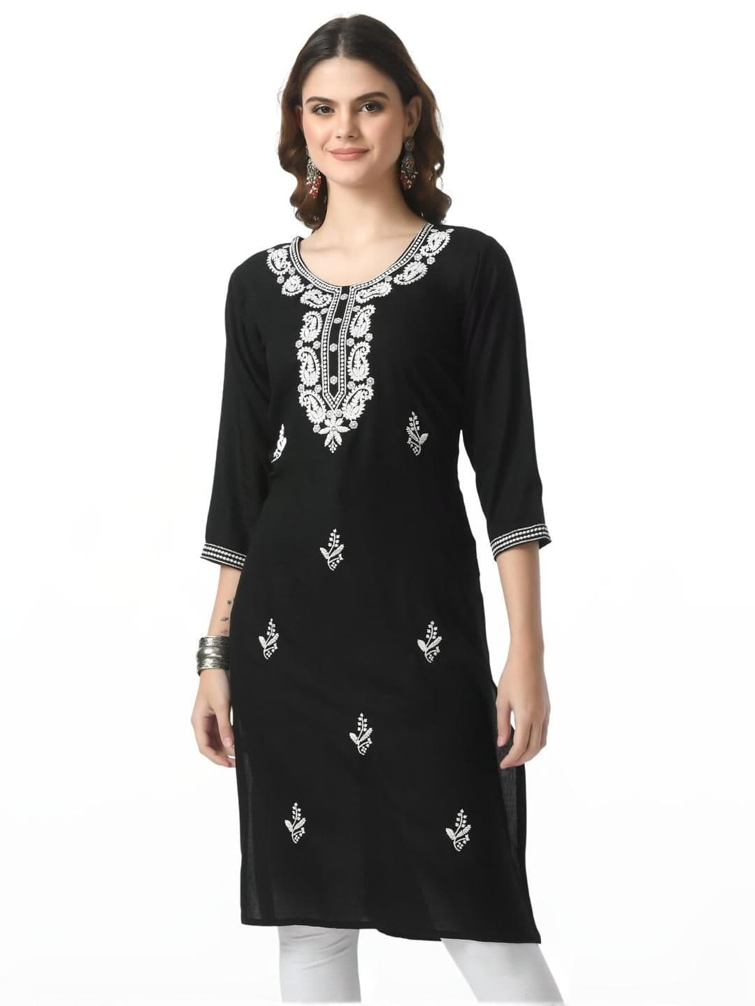 LIBOZA Women Black Cotton Kurtas - view 1