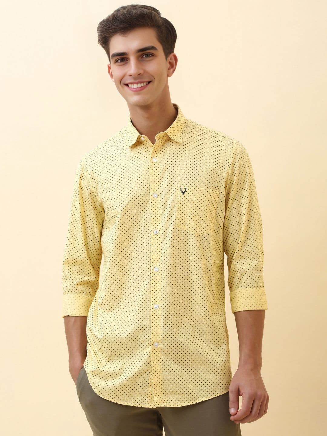 Allen Solly Micro Ditsy Printed Spread Collar Long Sleeves Slim Fit Pure Cotton Shirt - view 1
