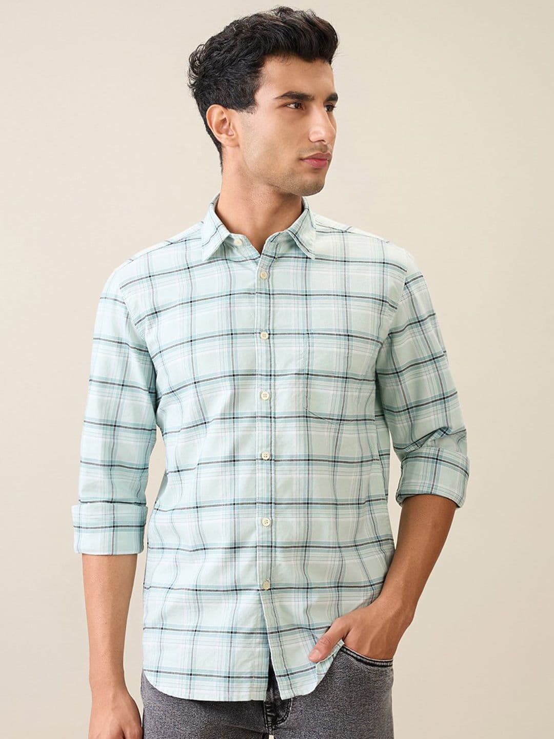 Parx Men Slim Fit Windowpane Checks Checked Pure Cotton Casual Shirt - view 1