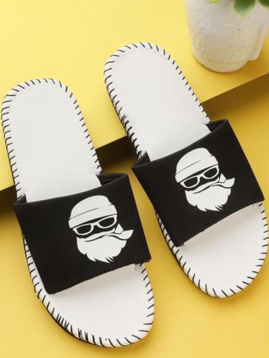 LIFA TRADERS Men Black & White Printed Casual Sliders - view 1