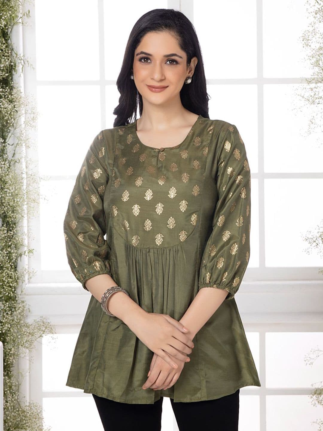 Saffron Threads Women Ethnic Motifs Printed Round Neck Ethnic Tunic - view 1