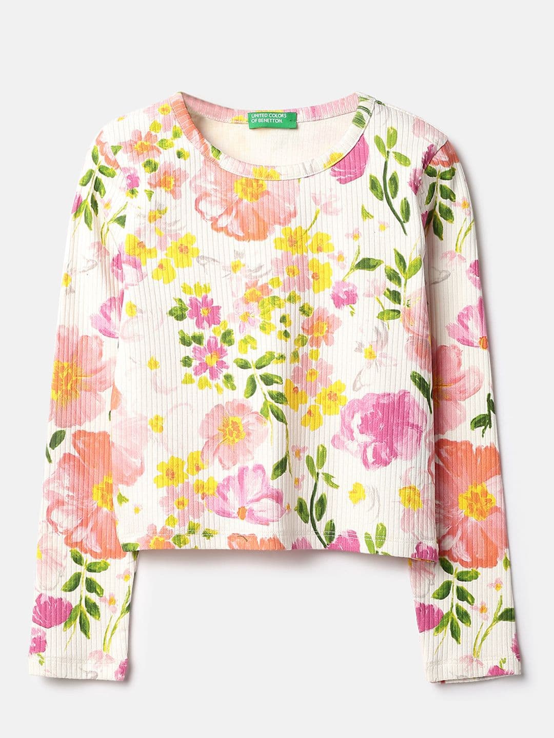 United Colors of Benetton Girls Floral Print Round Neck Top - view 1