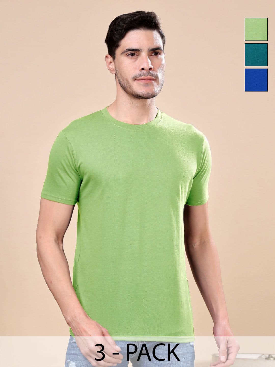 TQH Pack of 3 Regular Fit Round Neck T-shirts - view 1