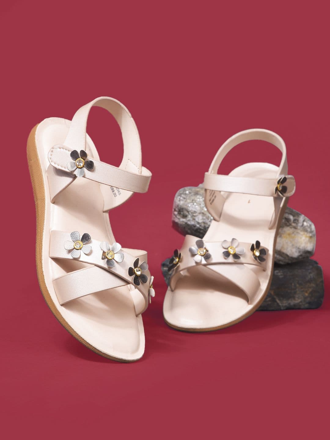 Bubblegummers Girls Embellished Open Toe Flats - view 1