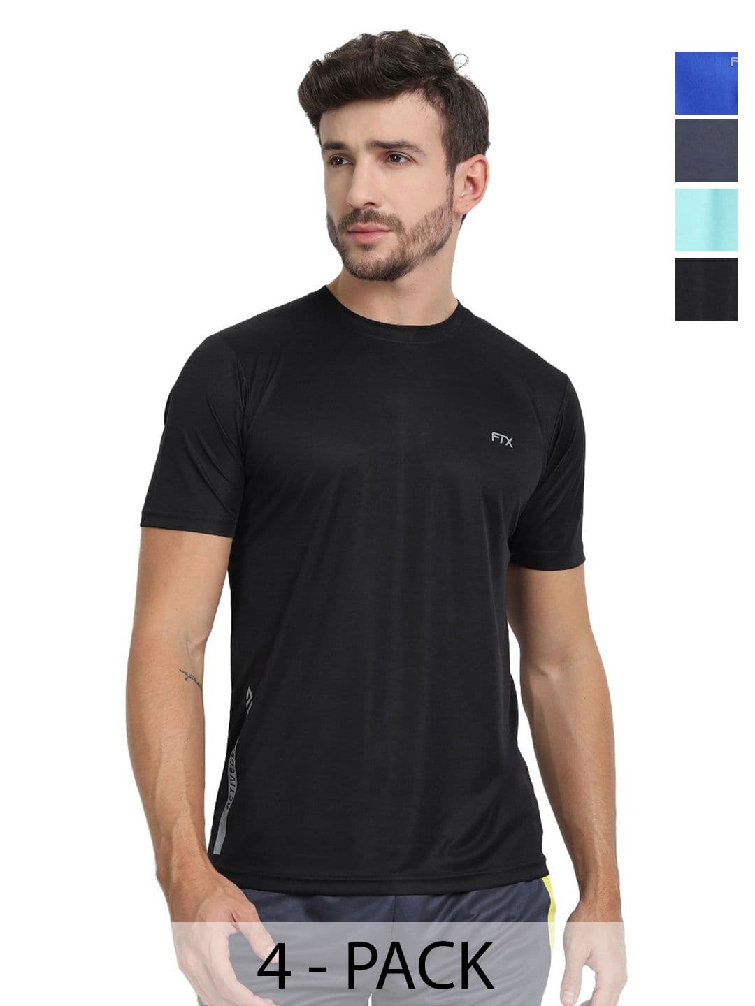 FTX Men Pack of 4 Solid Round Neck T-shirts - view 1