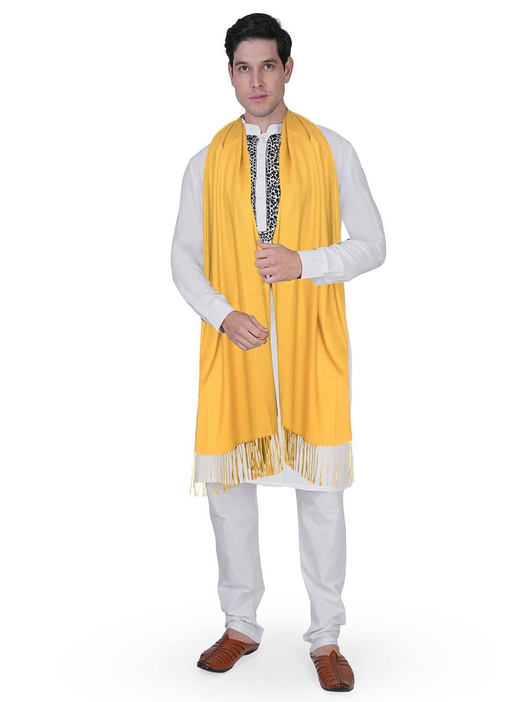 Manra Men Woollen Tasselled Border Stole - view 1