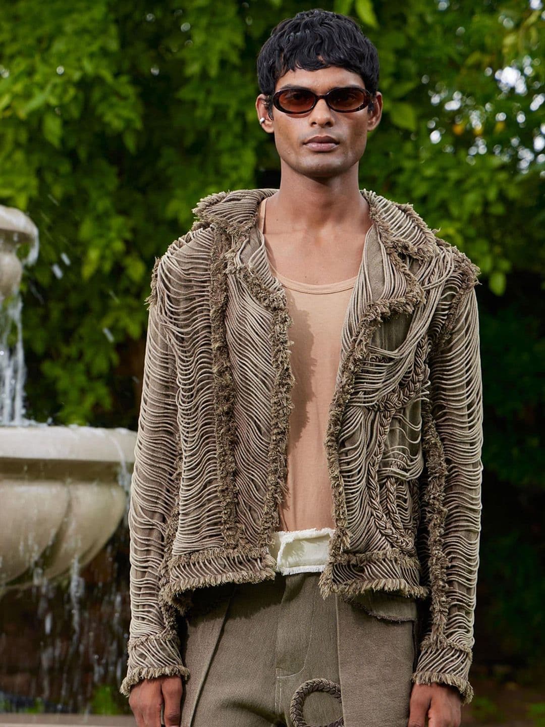 Triune Men Crop Solid Cotton Bomber Jacket - view 1