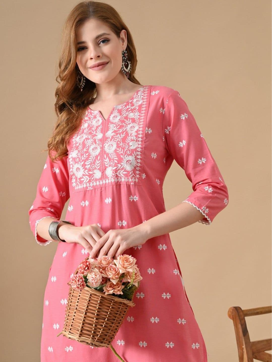 BKApparels Women Ethnic Motifs Printed Daily Cotton A-Line Kurta - view 1