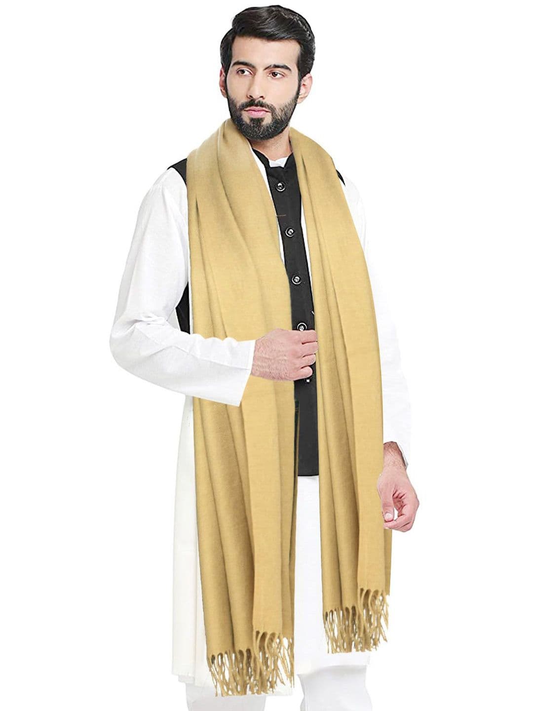 Manra Men Wool Stole With Tasselled - view 1