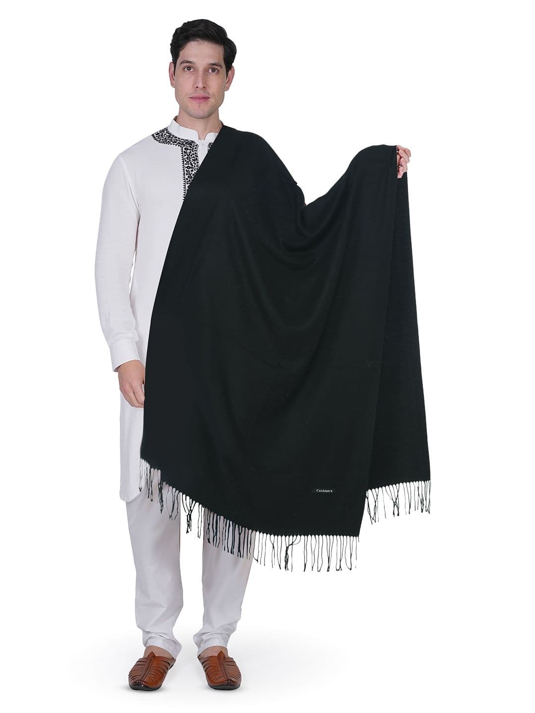Manra Men Plain Stole with Tasselled - view 1