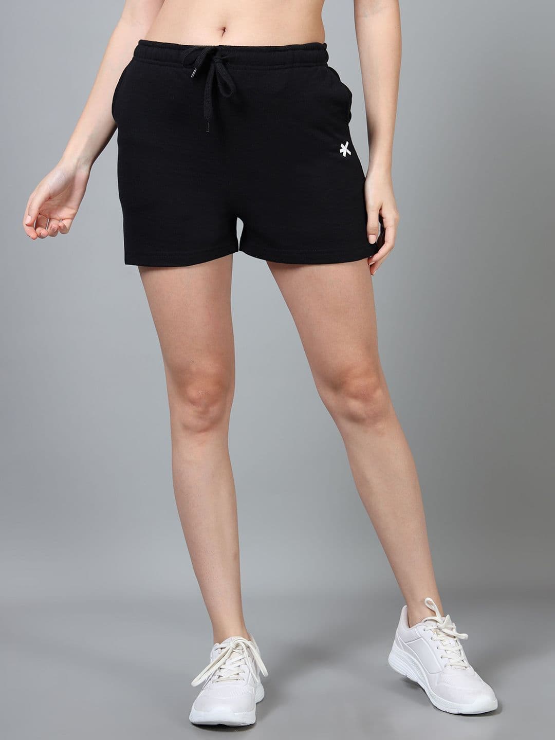 HRX by Hrithik Roshan Women Self Design Regular Fit Mid-Rise Cotton Shorts - view 1