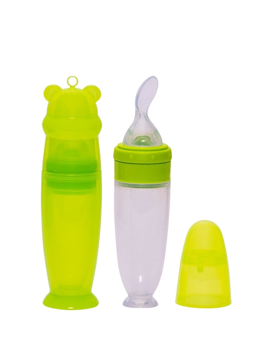Adore Mr.Bear Baby Premium Silicon Squeeze Feeder With Cap & Storage Case- 100ml- Green - view 1