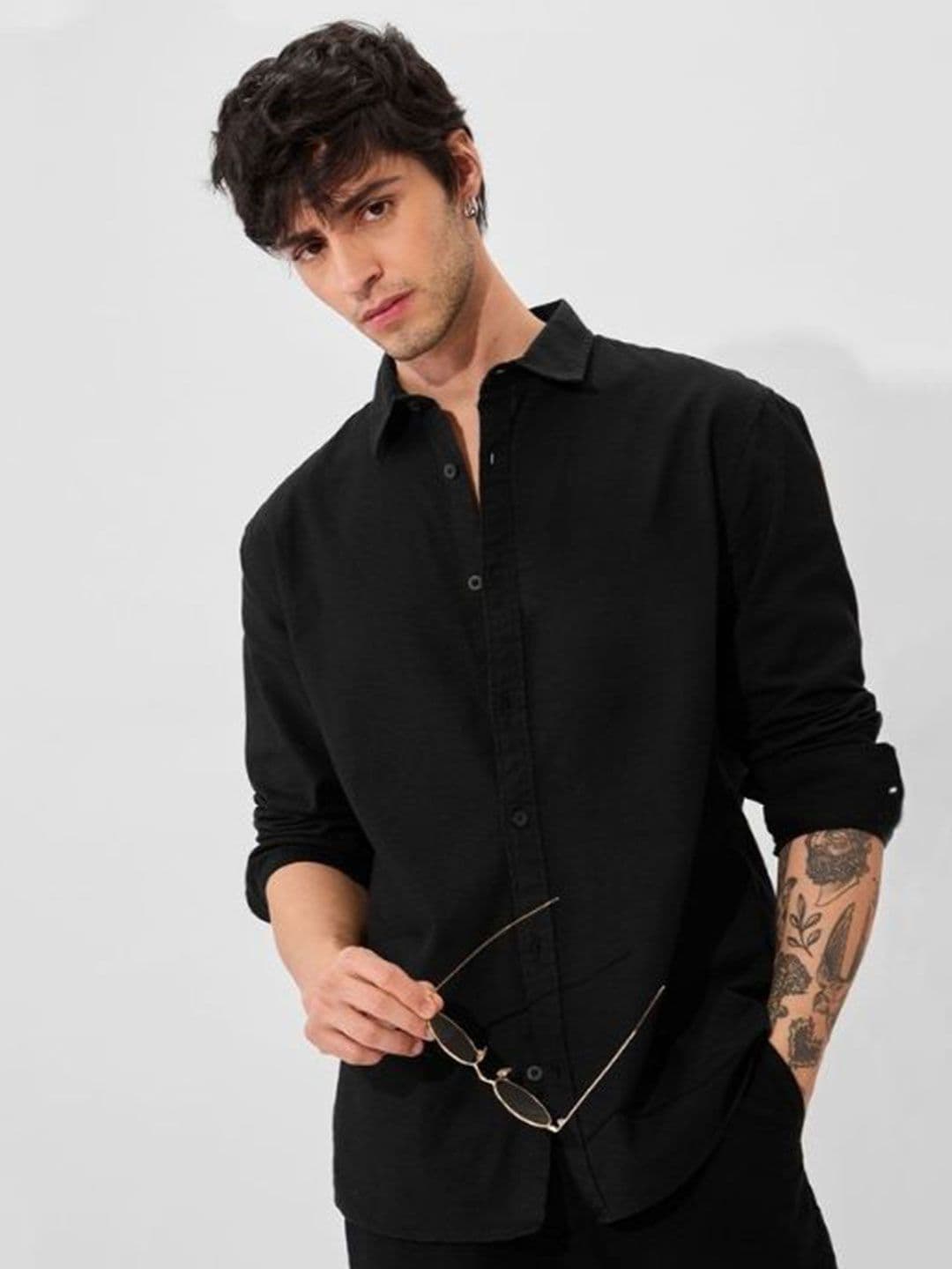 URBANICE Classic Slim Fit Spread Collar Long Sleeves Cotton Casual Shirt - view 1