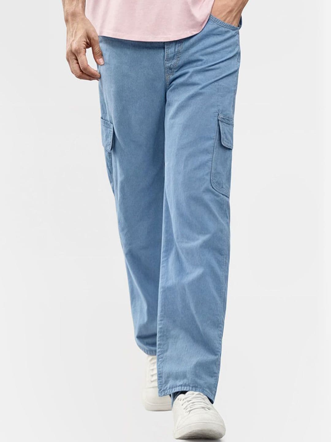 SZN Men Classic Relaxed Fit Mid-Rise Stretchable Cotton Cargo Style Jeans - view 1