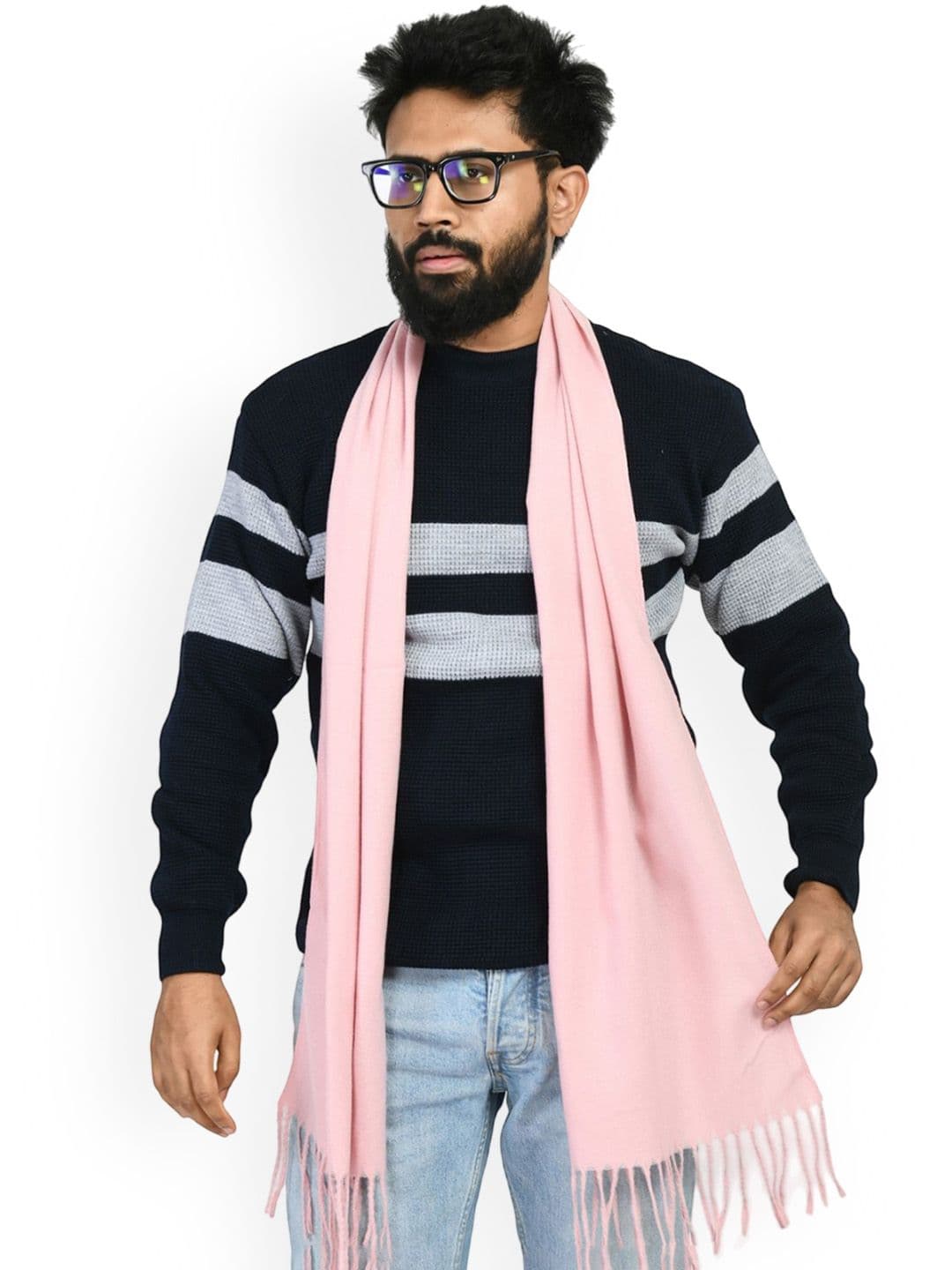 Manra Men Acrylic Mufflers With Fringed Border - view 1