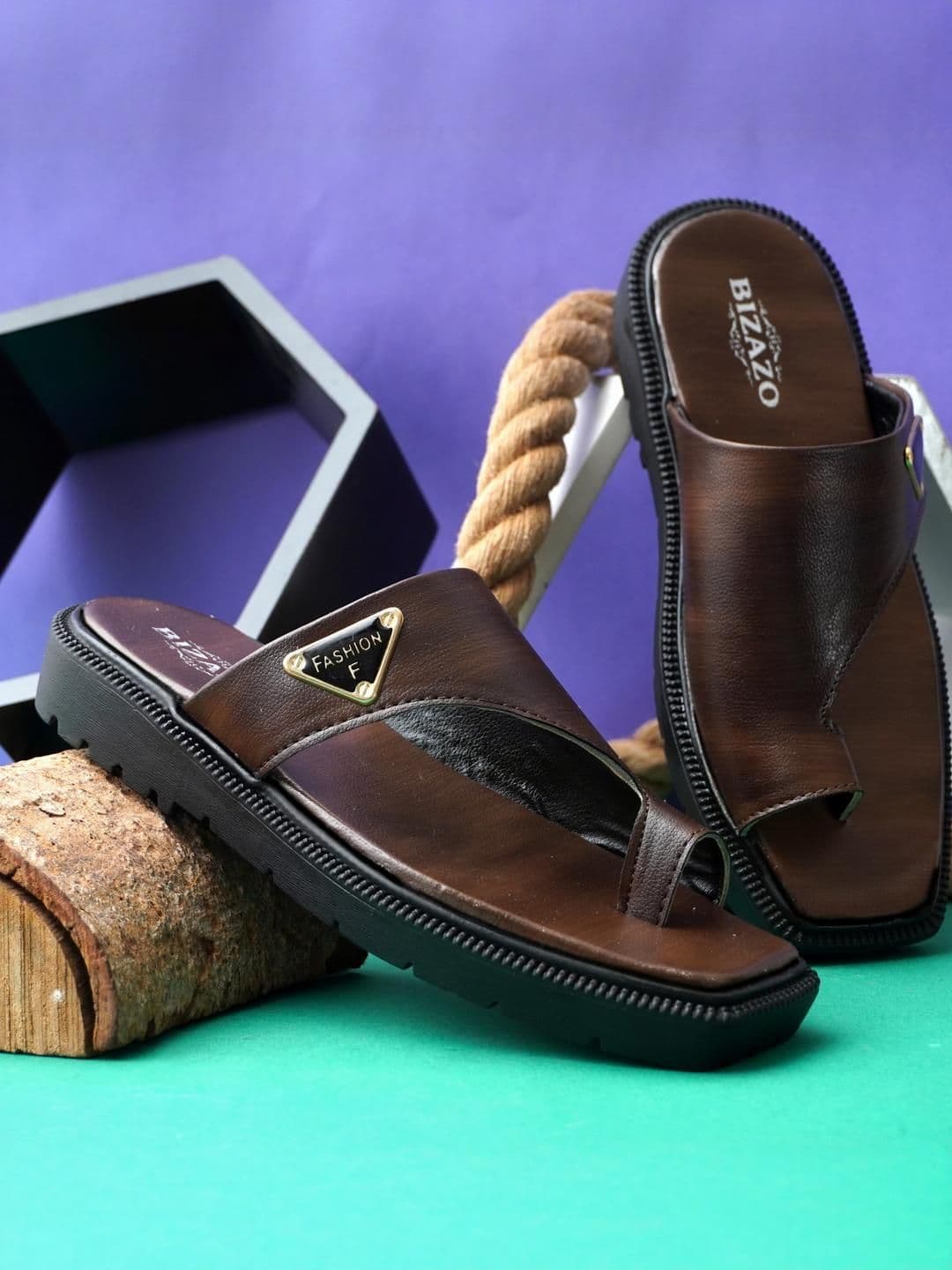 Bizazo Men Brown Flip Flops - view 1