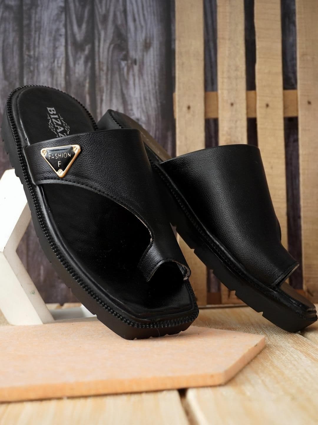 Bizazo Men Black Flip Flops - view 1