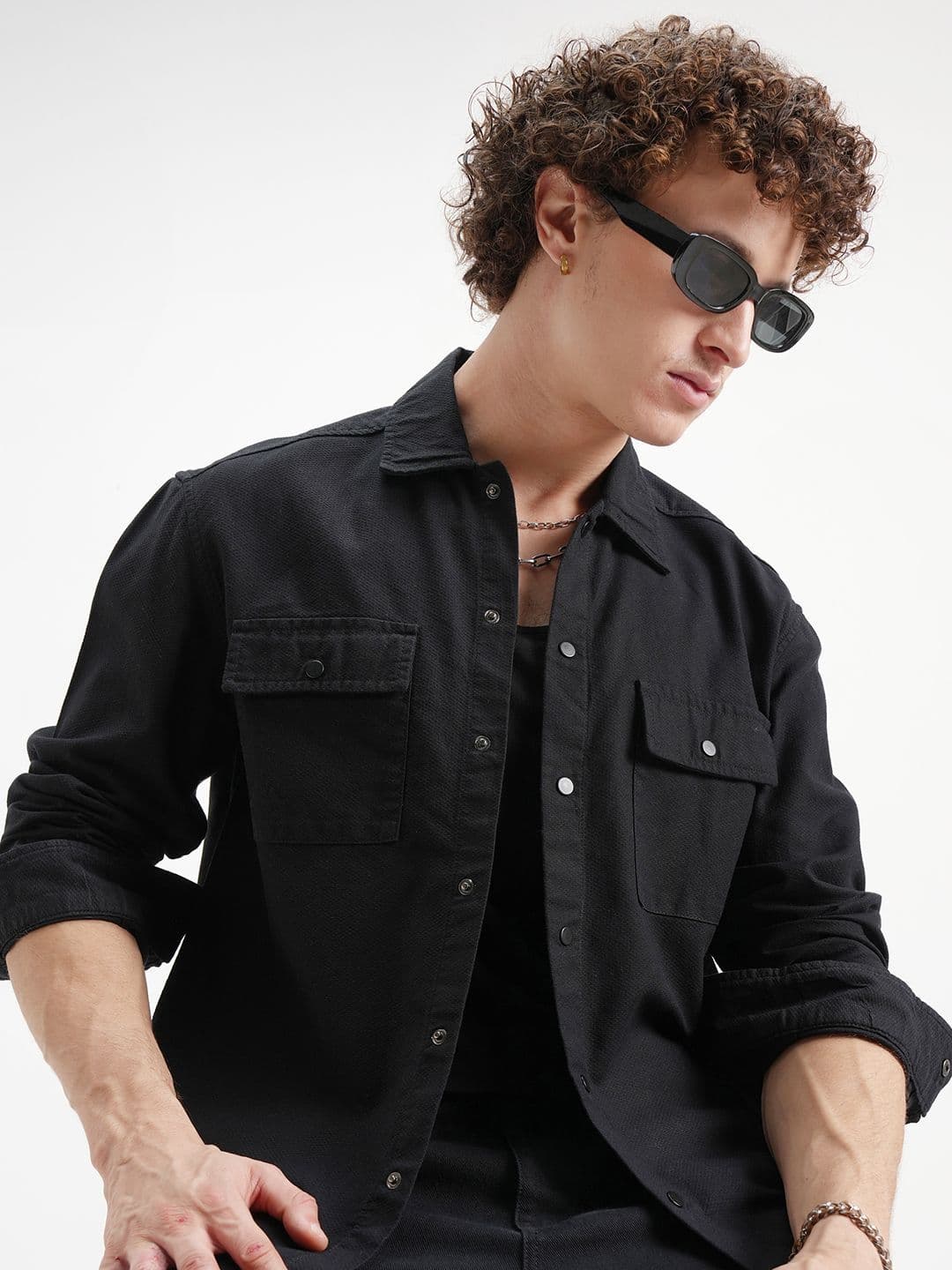 HIGHLANDER Textured Relaxed Cotton Casual Shirt - view 1