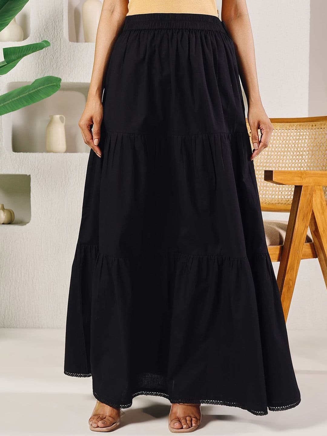 FIORRA Cotton Tiered Maxi Skirt - view 1