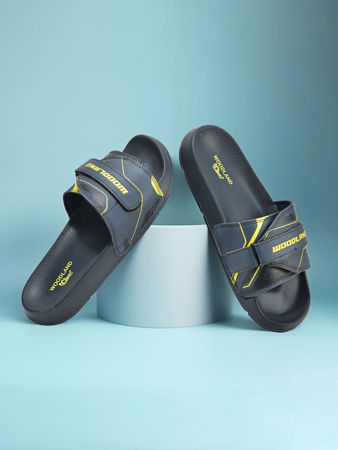 Woodland Men Printed Velcro Sliders Flip Flops - view 1