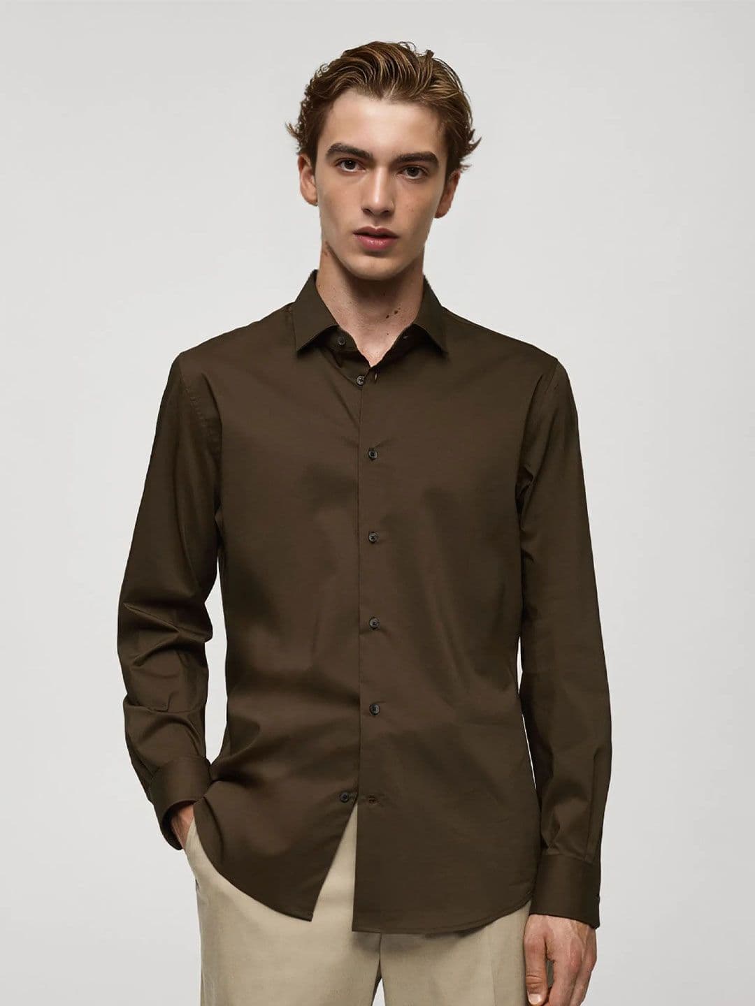 MISCHIEF MONKEY Classic Tailored Fit Spread Collar Pure Cotton Casual Shirt - view 1