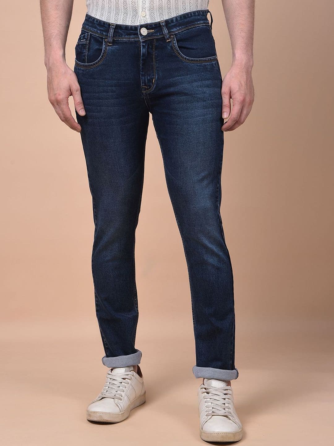 Crimsoune Club Men Slim Fit Mid-Rise Light Fade Stretchable Cotton Jeans - view 1