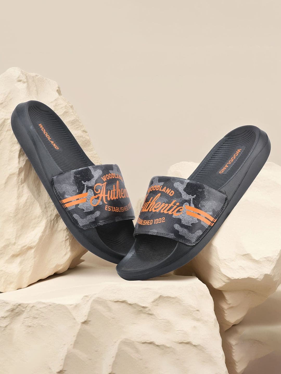 Woodland Men Printed Sliders Flip Flops - view 1