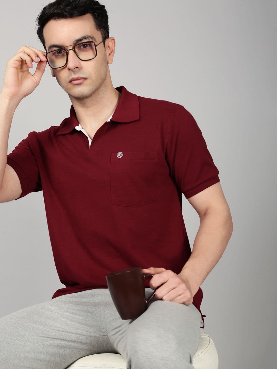 Lux Cozi Polo Collar Combed Cotton Lounge T-shirts - view 1