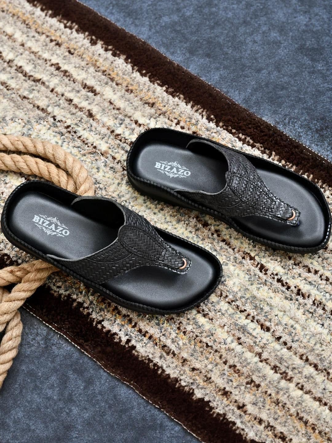 Bizazo Men Brown Flip Flops - view 1