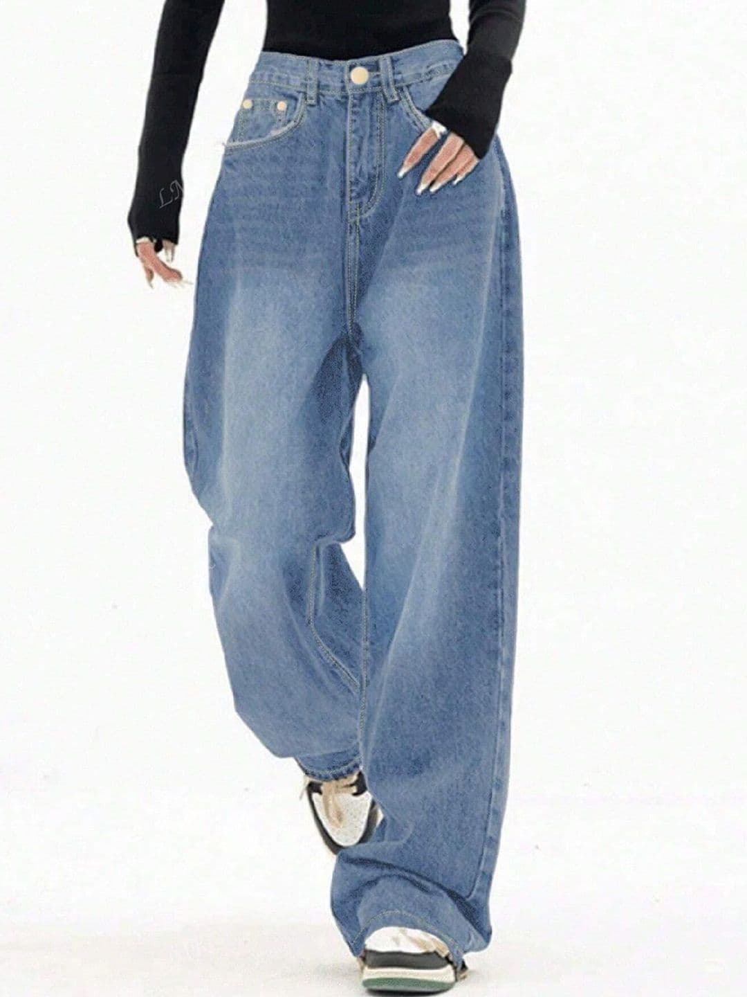 Aadvi Fashion Women Comfort High-Rise Heavy Fade Baggy Acid Wash Stretchable Jeans - view 1