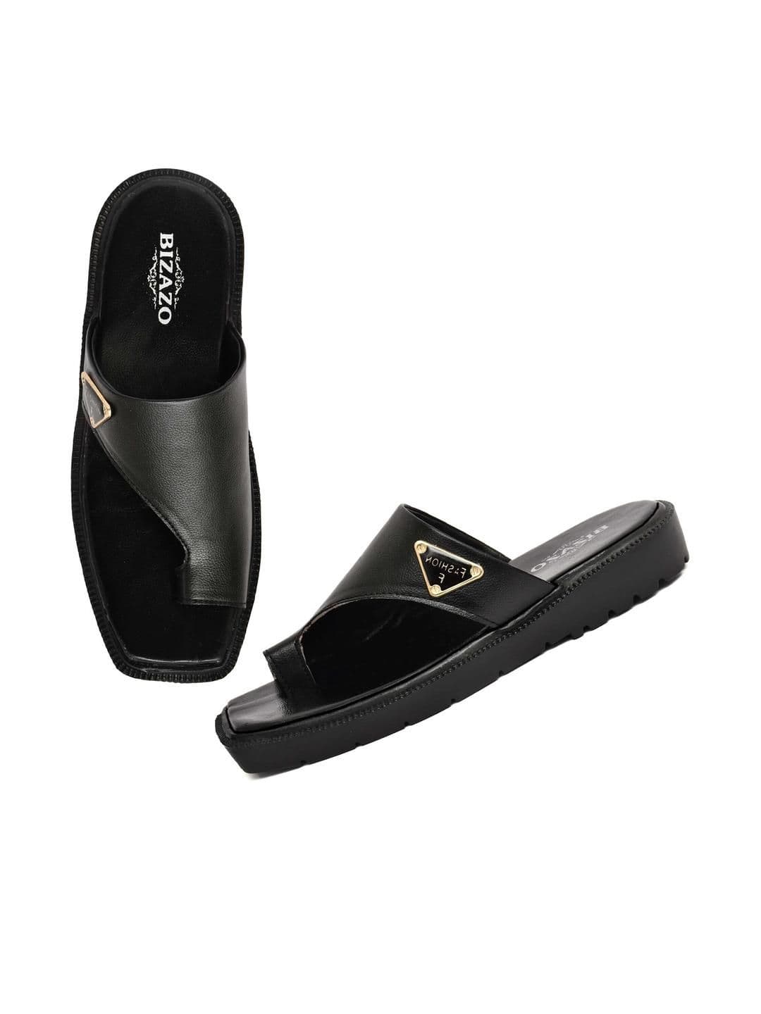 Bizazo Men Black Flip Flops - view 1