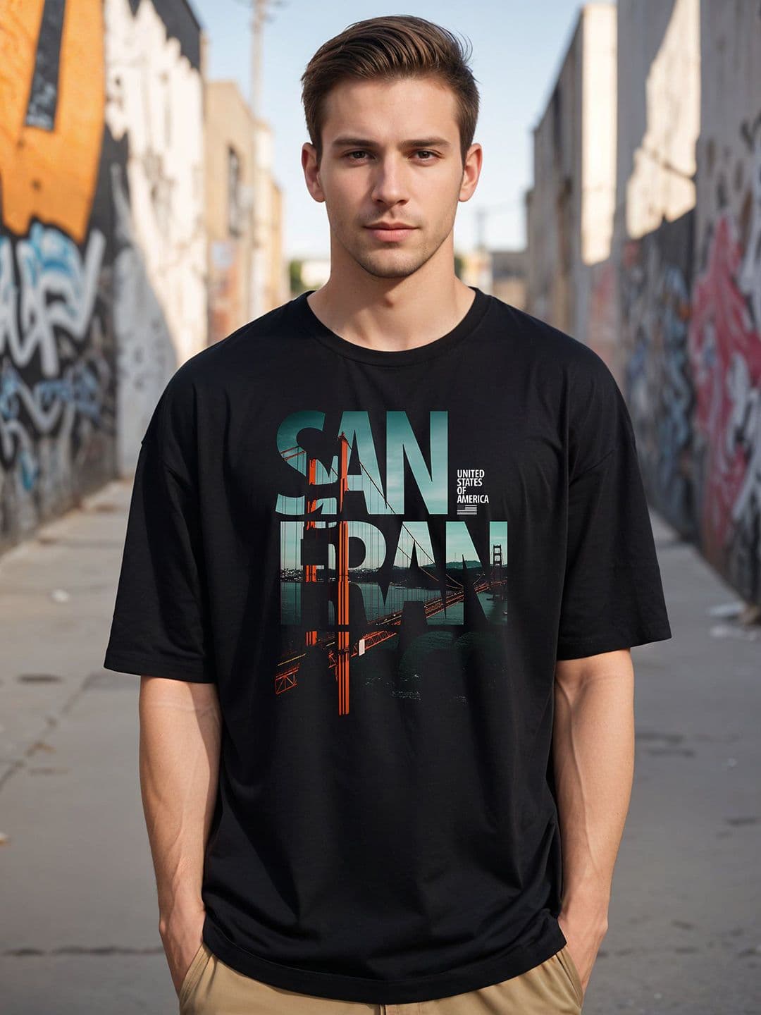 SMARTEES Typography Printed Oversized Cotton T-shirt - view 1