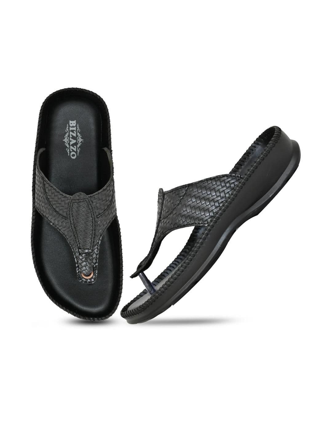 Bizazo Men Black Flip Flops - view 1