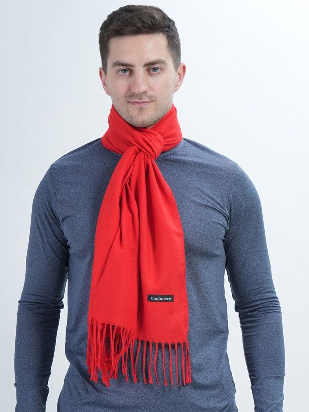 Manra Men Solid Acrylic Mufflers with Frayed Border - view 1
