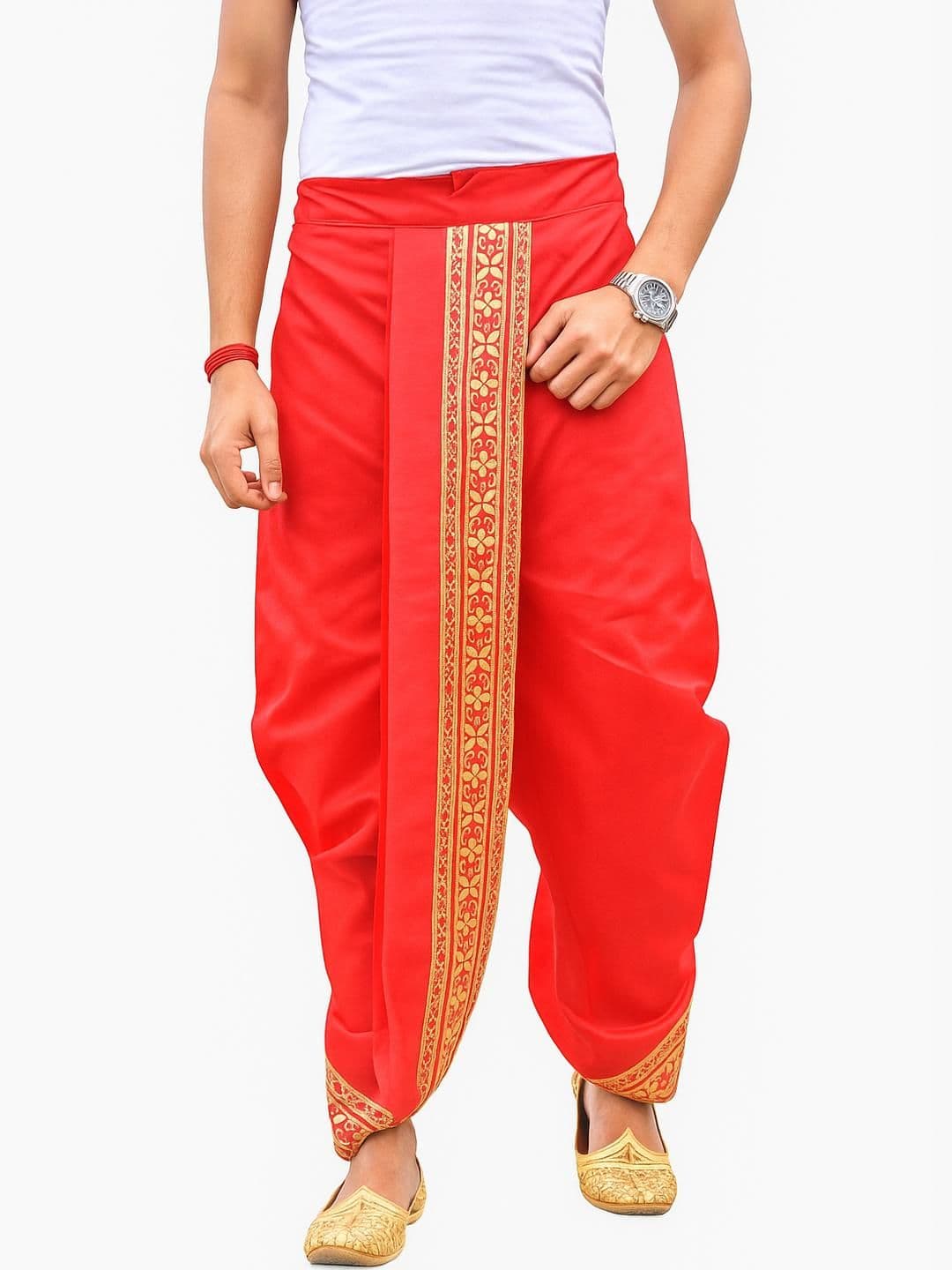 AMIT ONLINE Stylish Men's Solid Dupion Silk Bengali Style Dhoti Pant - view 1
